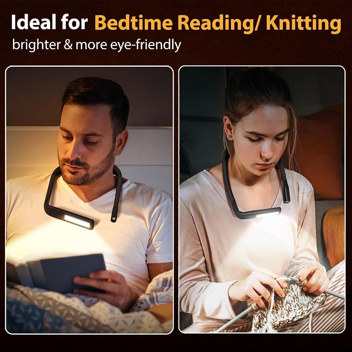 LED Neck Reading Lamp 3-Colour Adjustable Clip-On Book Light – Black