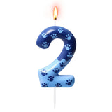 Number 1 Birthday Candle Blue Dog Paw Design – Blue
