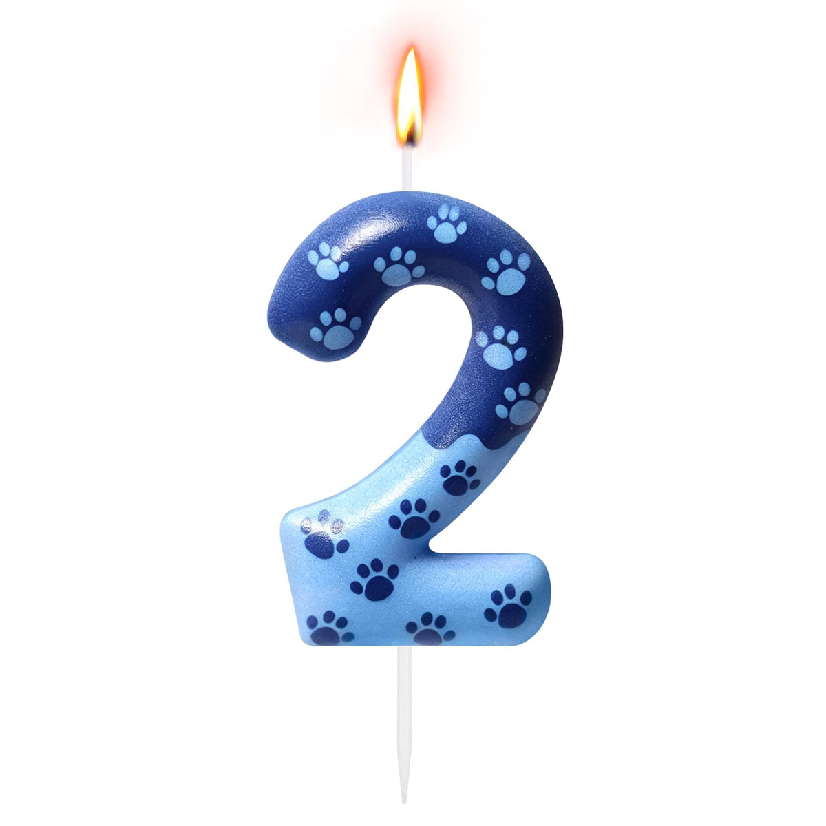Number 1 Birthday Candle Blue Dog Paw Design – Blue