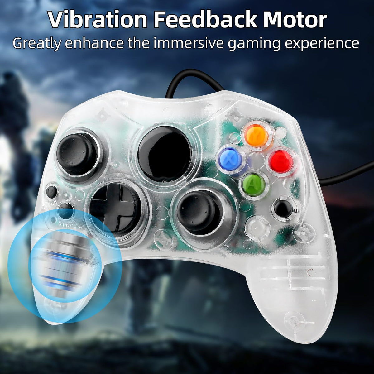 Controller cu fir tip S compatibil cu consola clasică Xbox  – Transparent