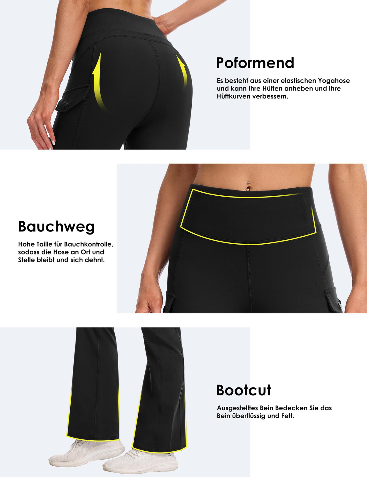 Women's bootcut yoga pants high-waist with pockets flared – With pockets