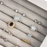 Velvet Jewellery Box 7-Compartment Ring Organizer with Transparent Lid