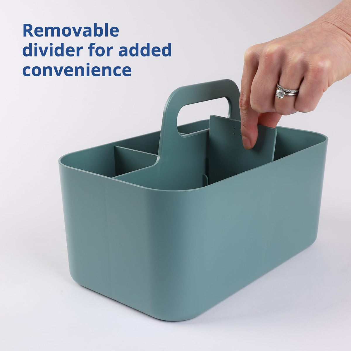 BLUE GINKGO Multipurpose Basket Organizer - Stackable Plastic Basket with Handle | Cleaning Basket, Craft Basket, Desk Basket, Art and Makeup Storage (Rectangle) - Green