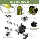 Oil & Vinegar Bottle Set 2×500ml Glass with Pourers Anti-Drip – Green