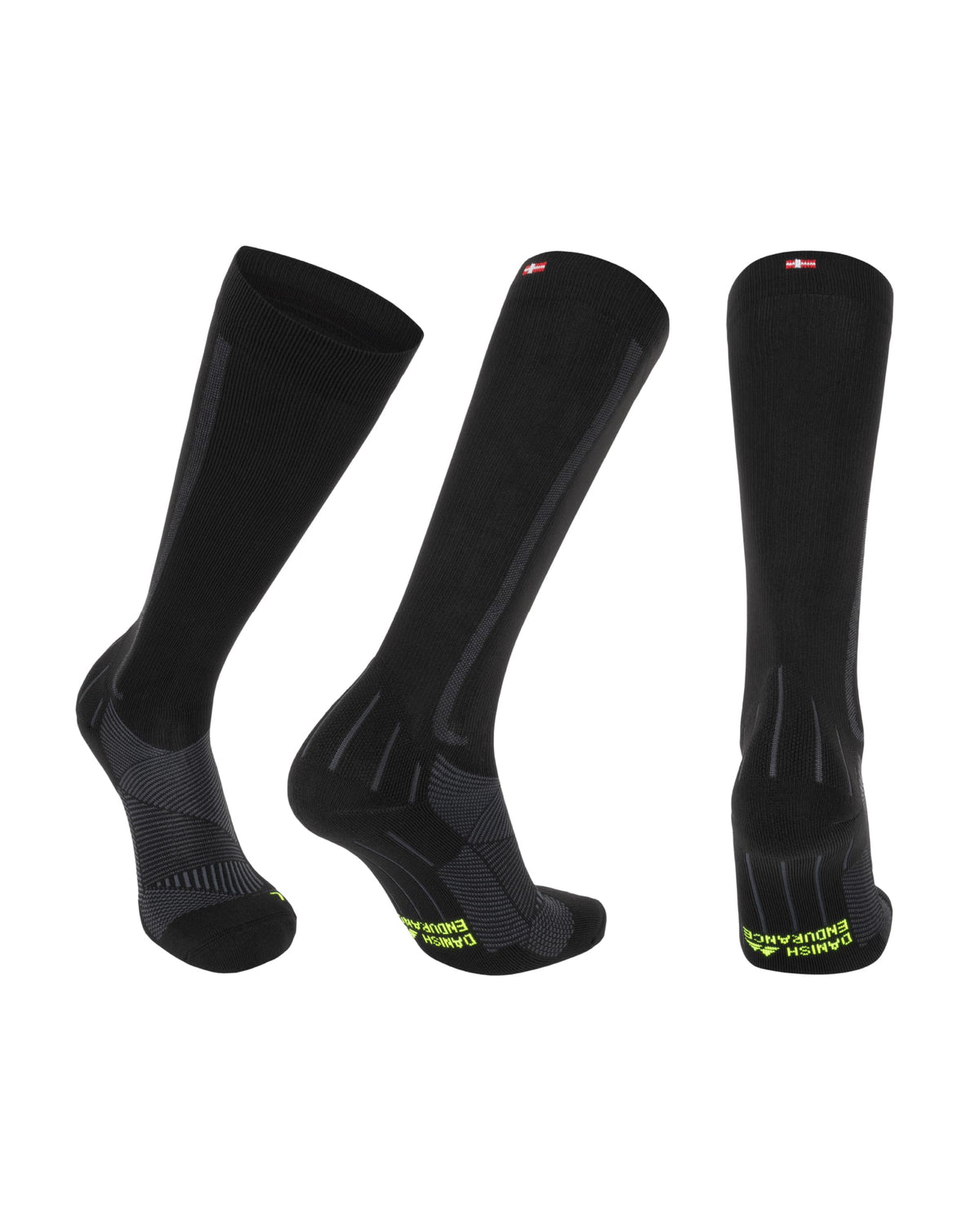 Șosete compresive sport DANISH ENDURANCE 21-26 mmHg unisex – Negru/Galben 43-47
