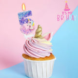 Unicorn Number 5 Birthday Candle Cake Decoration – Purple & Pink