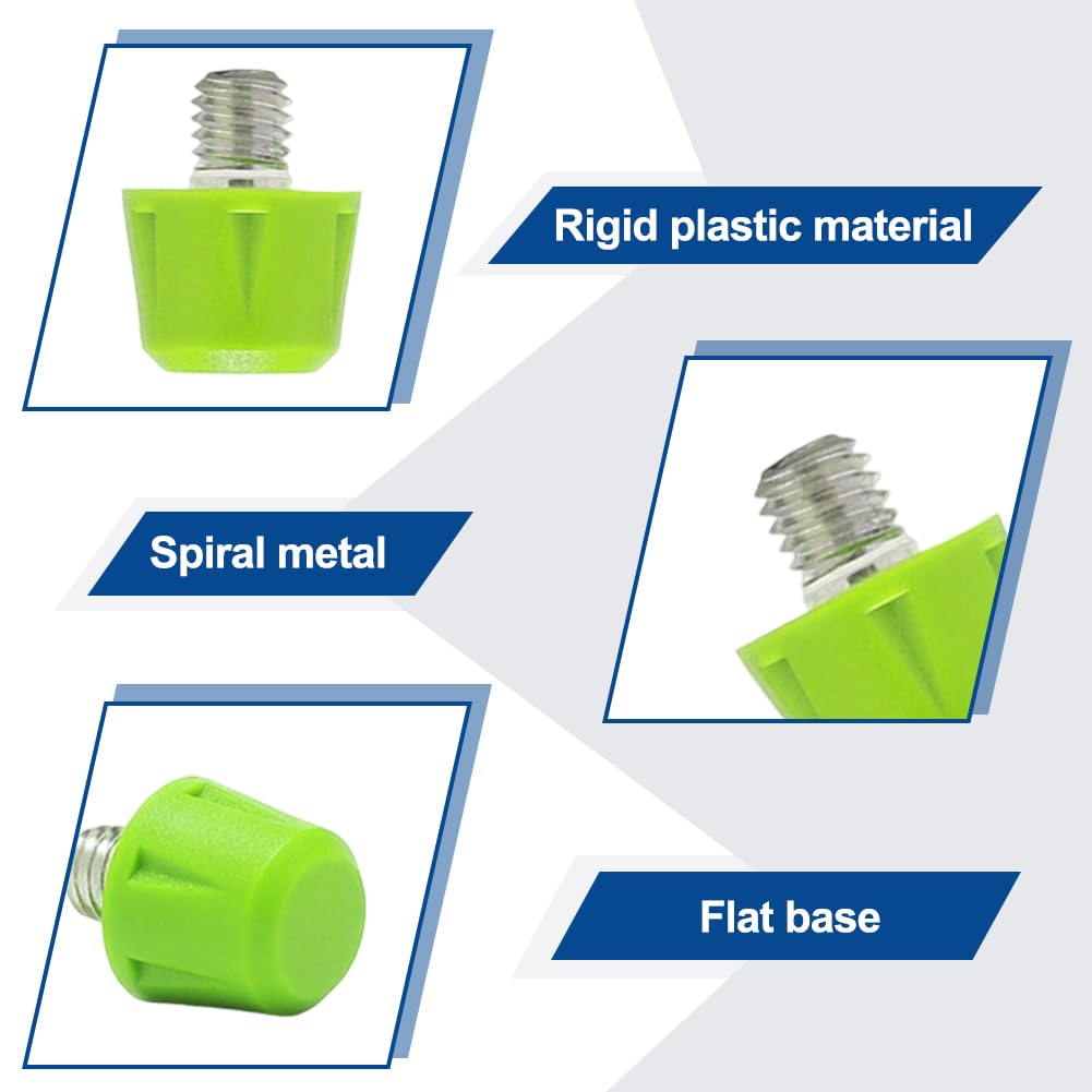 Crampoane filetate M5 antiderapante din nailon și metal pentru ghete de fotbal, set 12 buc – Verde Neon