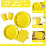 Paper Tableware Set 50pcs Yellow Paper Plates & Cups for Parties – Yellow