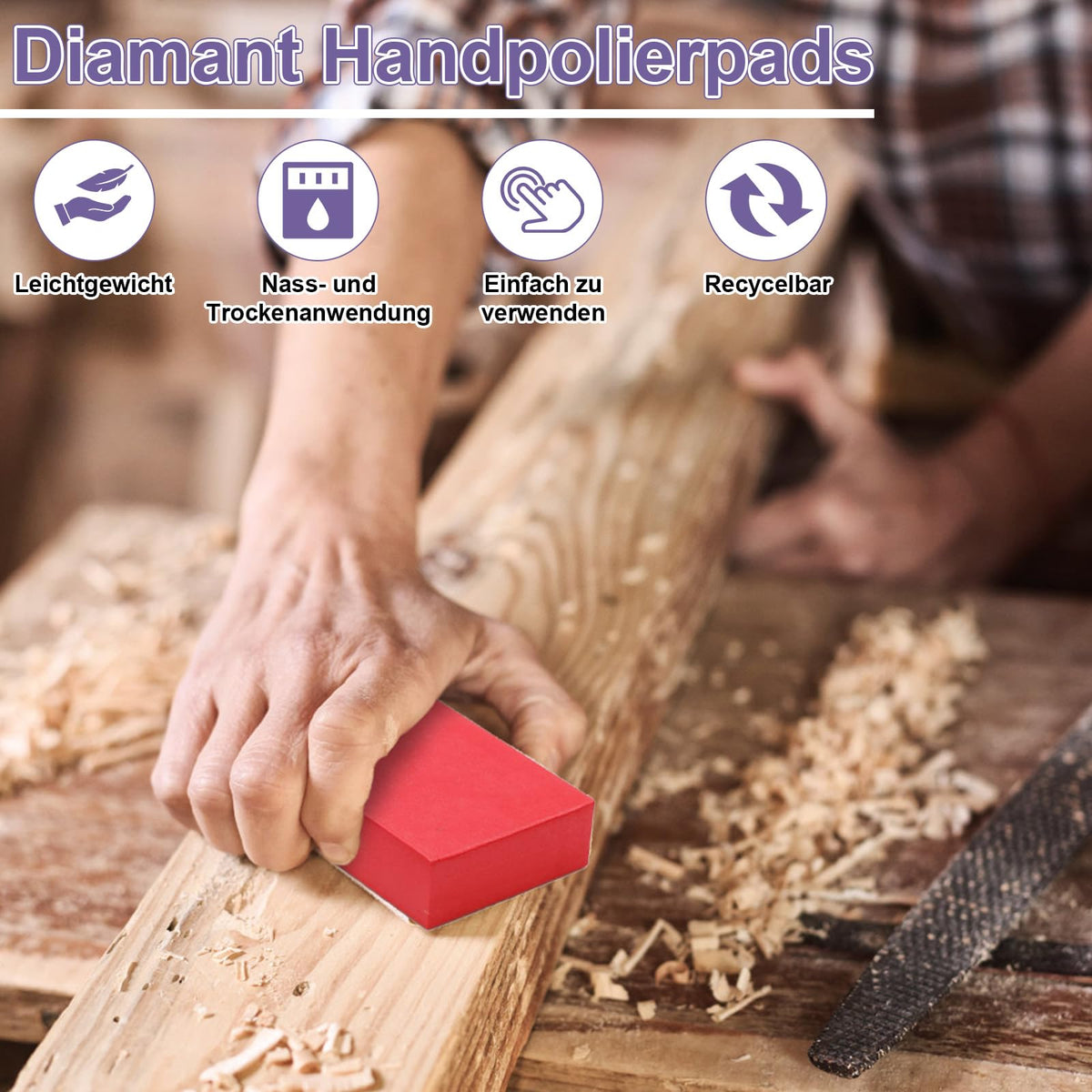 BORISCA 6 Piece Diamond Hand Grinding Pad Set, Glass Grinding Tile Grinding Blocks Polishing Pads Diamond Grinding Pad Diamond Grinding Block for Stone Ceramic Tiles Glass, 60#, 100#, 200#, 400#, 600#, 1000#