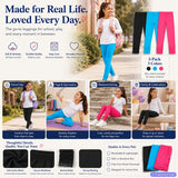 Girls' Knitted Stretch Leggings Cotton Yoga Tights – Black/Pink/Blue 122