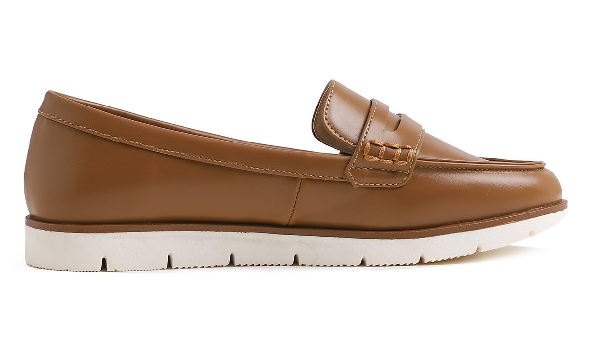 Mocasini comozi damă din piele ecologică flexibili – Camel EU 40