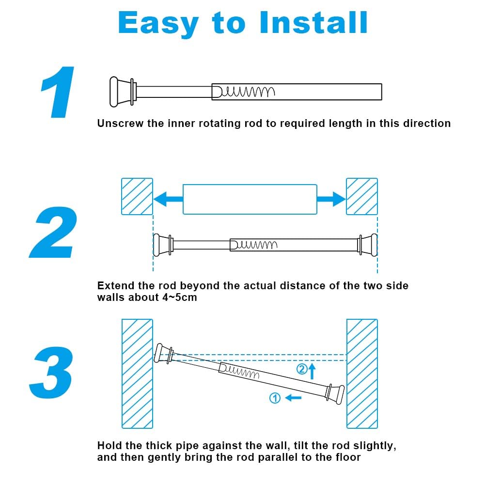 Bare telescopice extensibile cu arc fără găurire 30–50 cm, set 4 bucăți