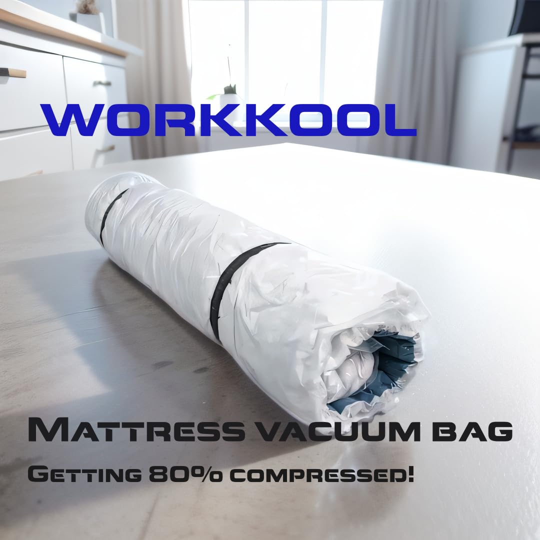WORKKOOL Vacuum Sealed Bags for Mattress Storage, Vacuum Mattress Bags for Moving, Space Saving Vacuum Bags with Dust and Moisture Resistant (for Mattress 140/150/160 * 200cm)…