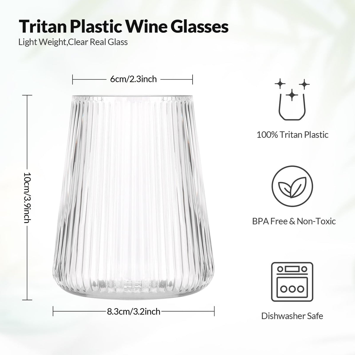 Pahare incasabile din plastic Tritan fără BPA hotder 354 ml, set 4 bucăți