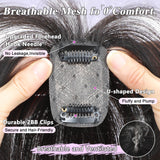 Hair Topper 360° 4x6in Real Human Hair Clip-In with Bangs Silk Base – 1B