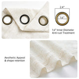 Linen Curtains Eyelet Semi-Transparent for Living Room Bedroom – Beige 140x240 cm
