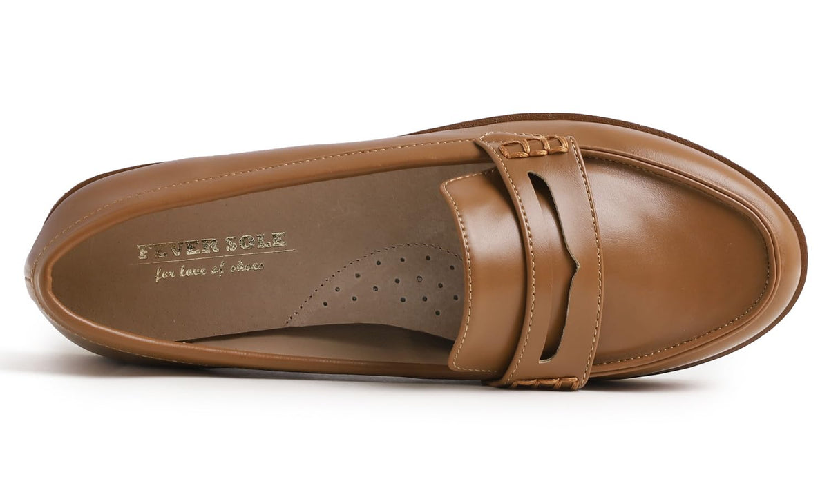 Mocasini comozi damă din piele ecologică flexibili – Camel EU 40