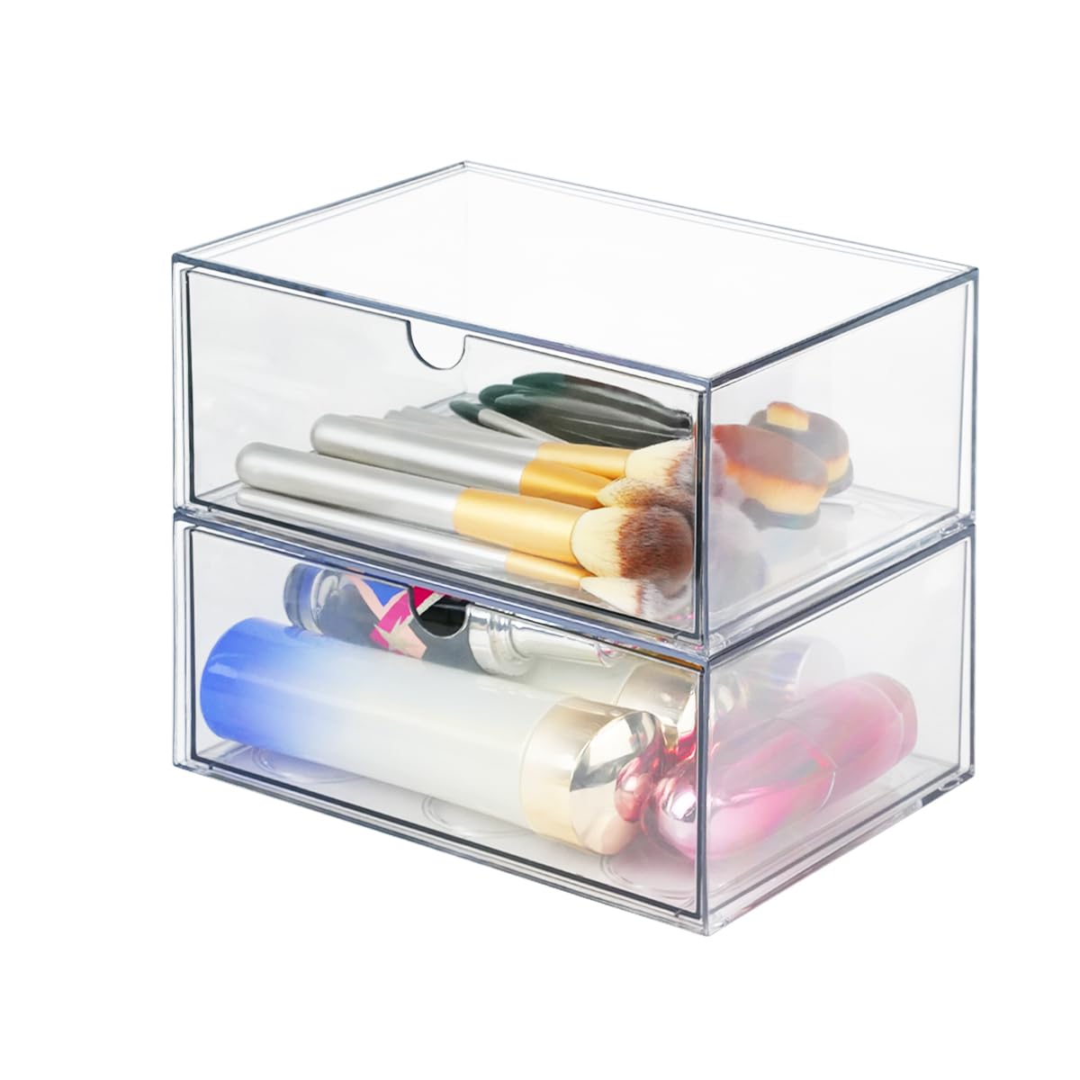 Stackable Transparent Acrylic Cosmetic Organizers – Clear