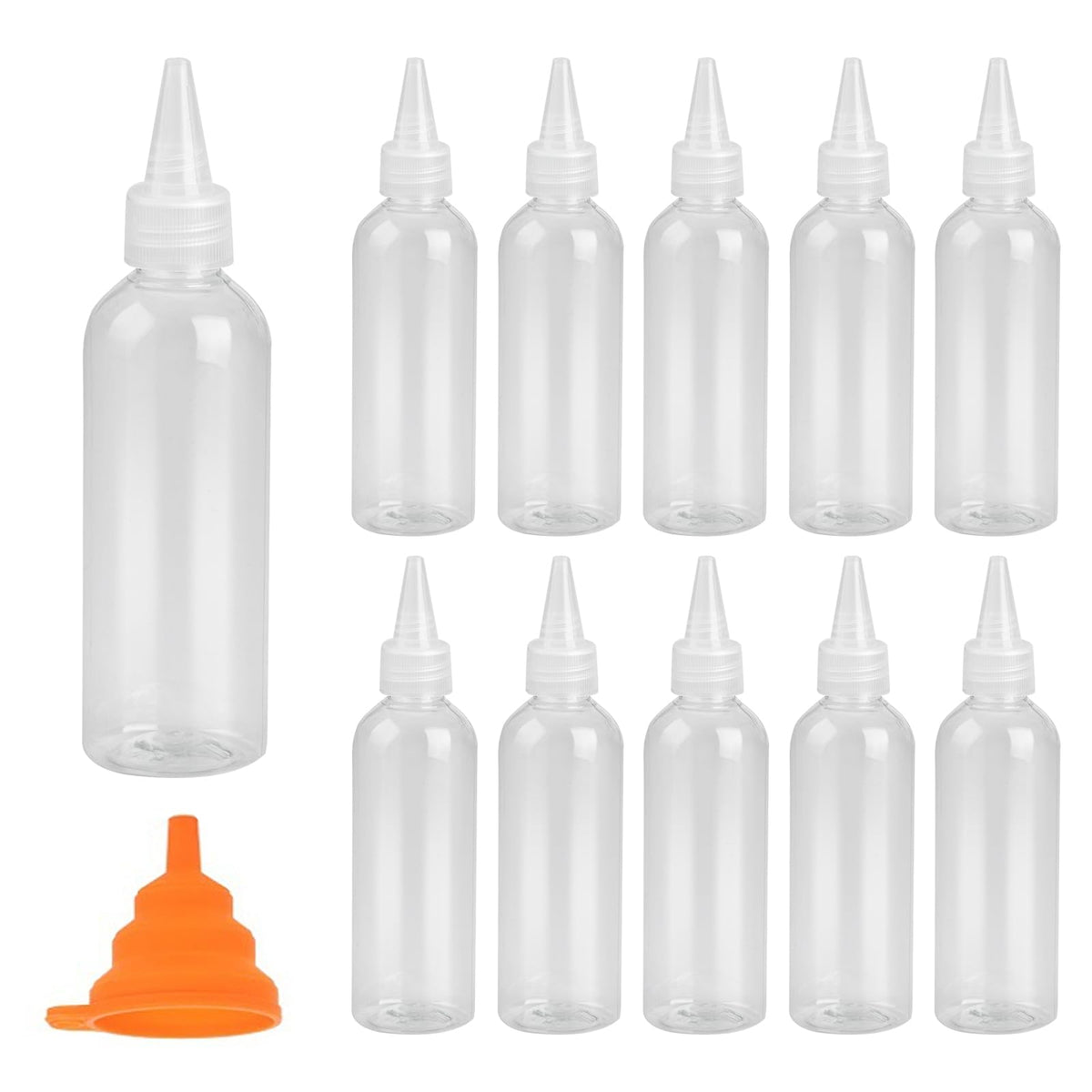 Recipiente sticle din plastic flexibil pentru sosuri și condimente 100 ml, set 12 bucăți – Transparent
