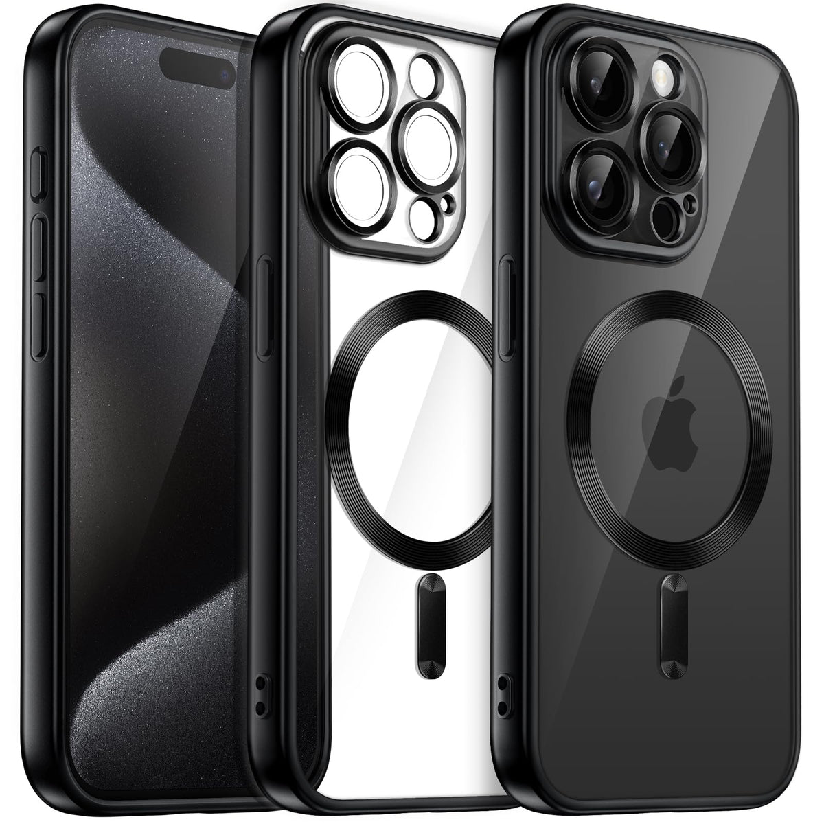 JETech Soft Clear Case Shockproof for iPhone 15 Pro Max – Matte Black 6.7 inch