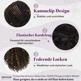 Curly Ponytail Extension 45cm Drawstring Comb Clip – Black Brown with Highlights