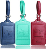 Luggage Tags 3-Pack PU Leather Privacy Cover Durable Travel ID – Assorted