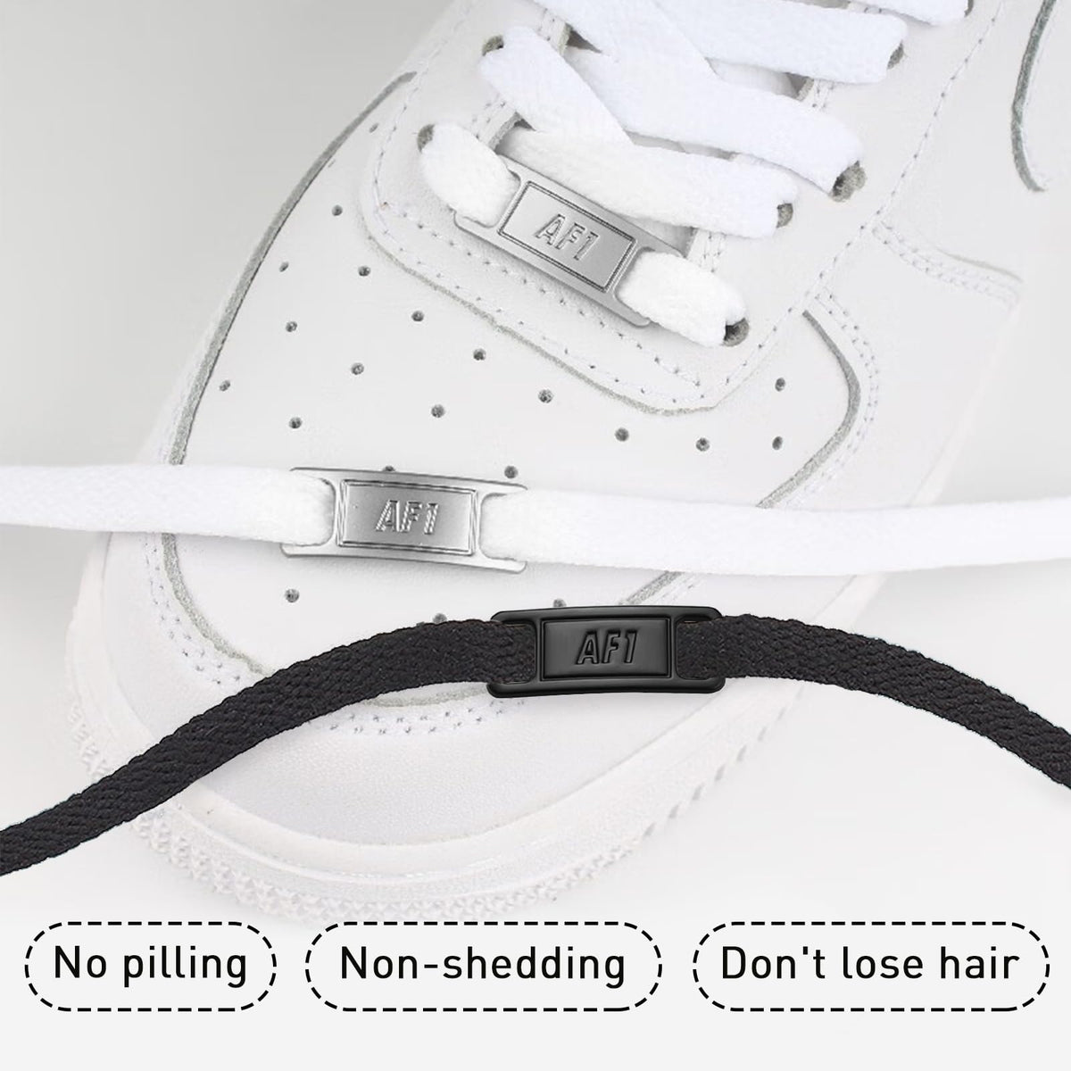 Flat Shoelaces for Air Force 1 Cotton with Lace Hangers – alb 45"/115cm
