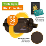 Boxiki Travel RFID Blocking Passport Holder Slim Money Belt – Brown