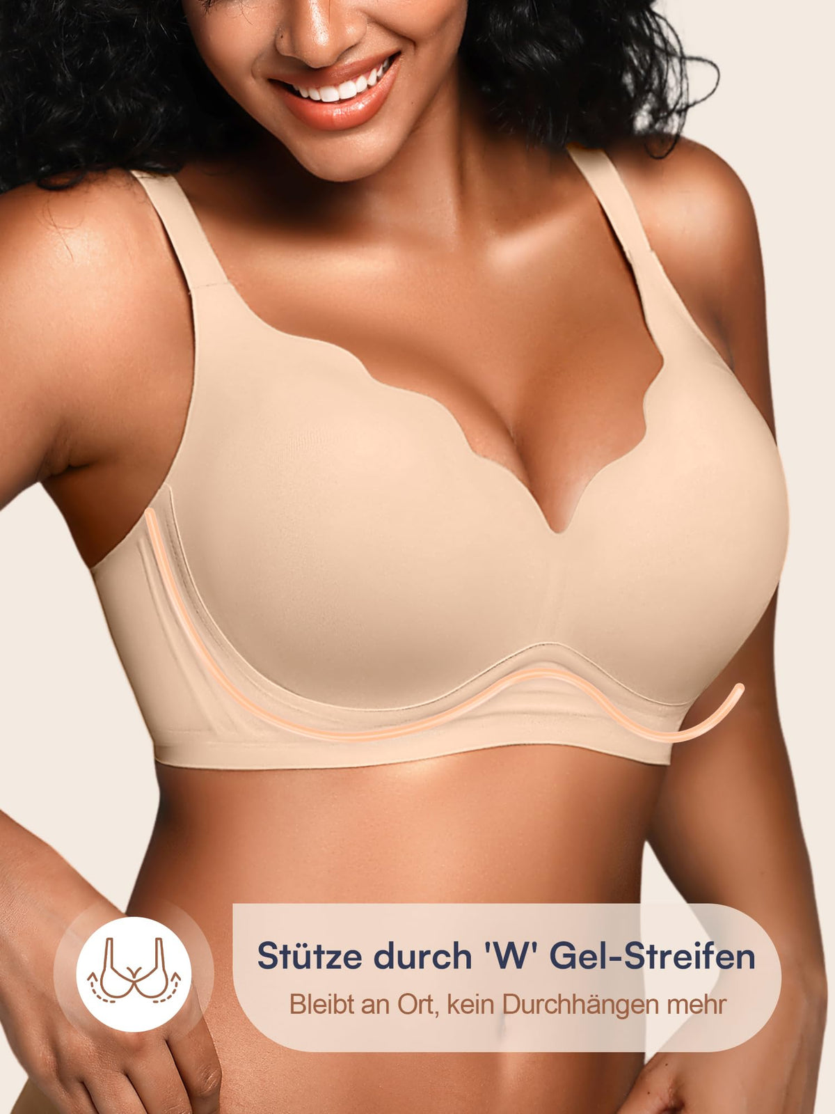 Wireless Seamless Padded Bralette Soft Support – Beige L