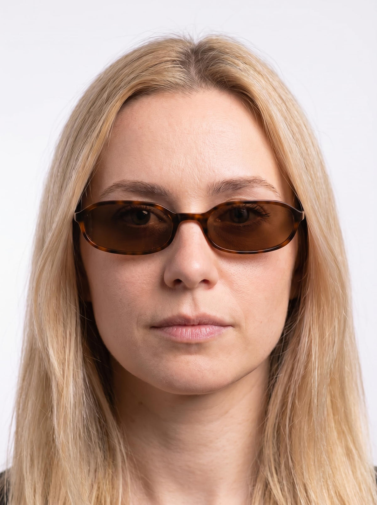 Rectangular Polarised Sunglasses Slim Acetate Frame 90s Unisex – Brown