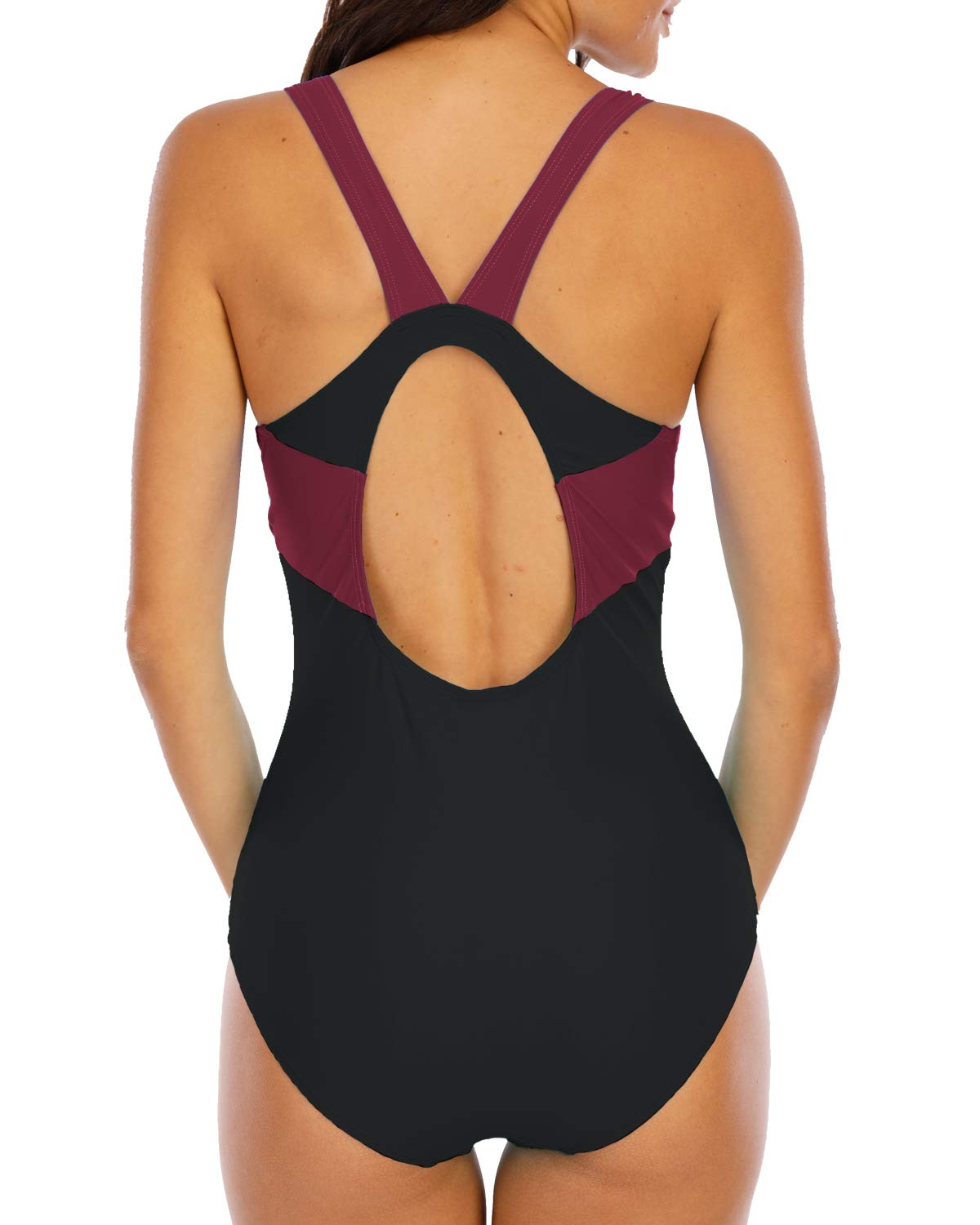 Costum de baie întreg sportiv Halcurt pentru damă cu spate decupat racerback