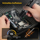 Cordless Soldering Iron 75W USB-C Rechargeable 150–480°C LED Display Auto Sleep – With Dock