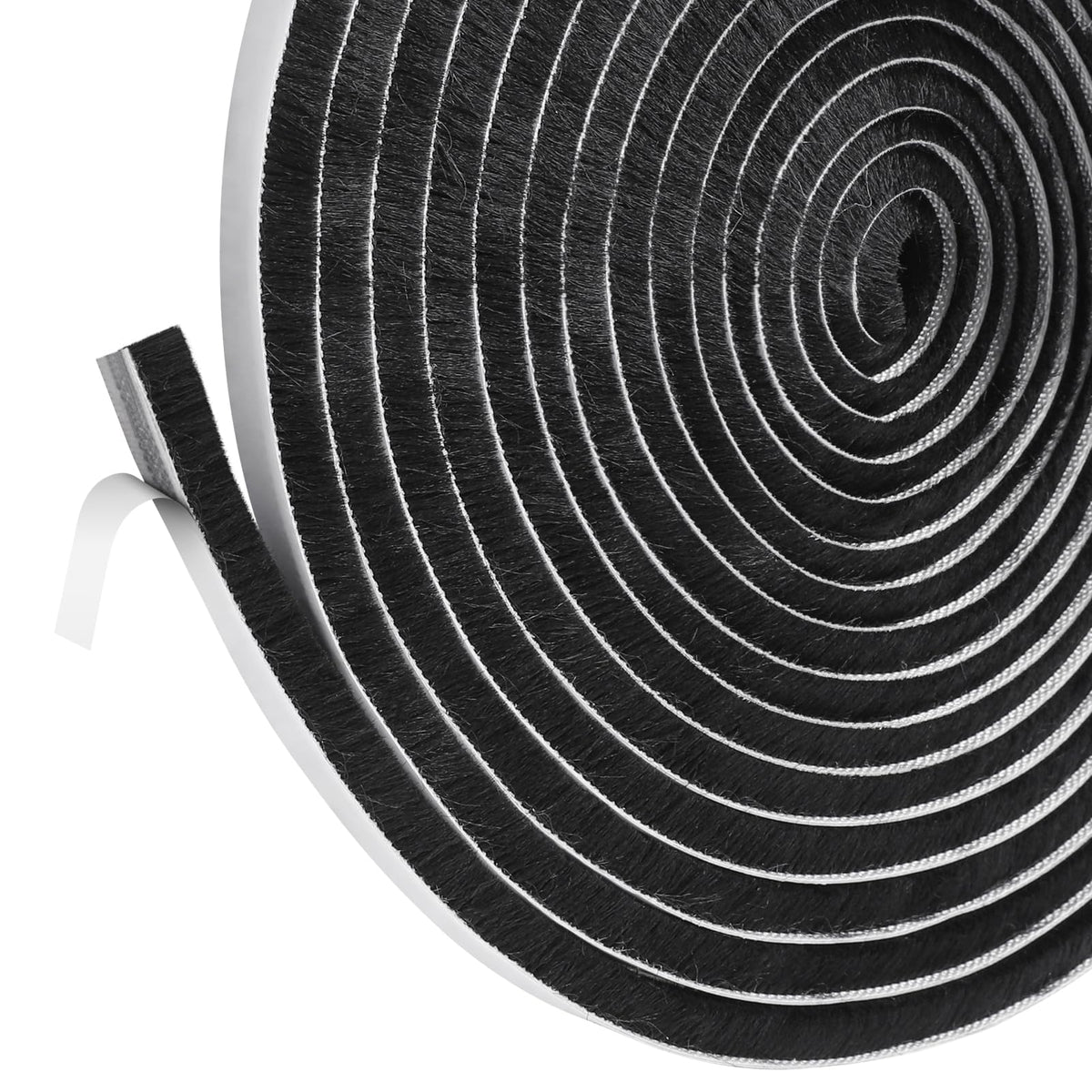 Bandă de etanșare cu perie autoadezivă pentru uși și ferestre 6m x 9mm – Negru