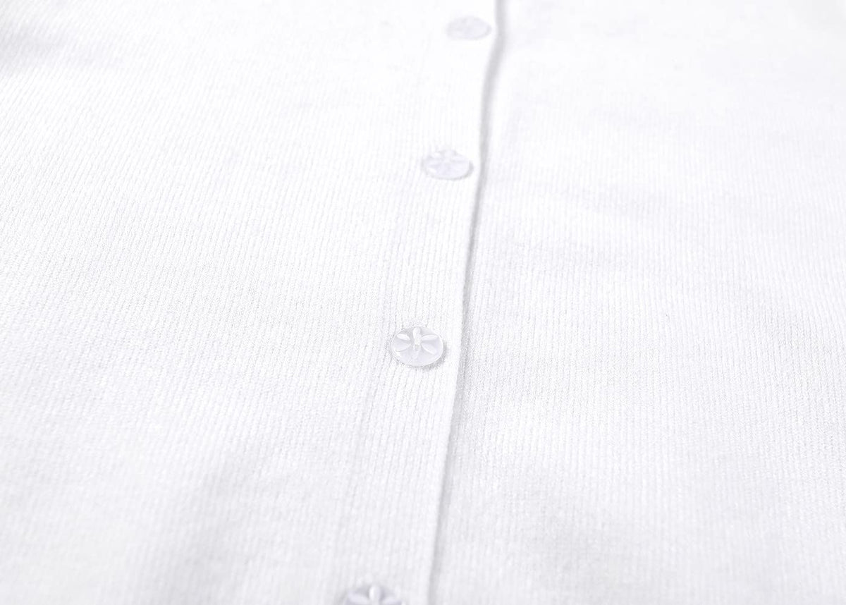 Girls' Knit Cardigan Long Sleeve Schoolwear – White Buttons 6-7 Years