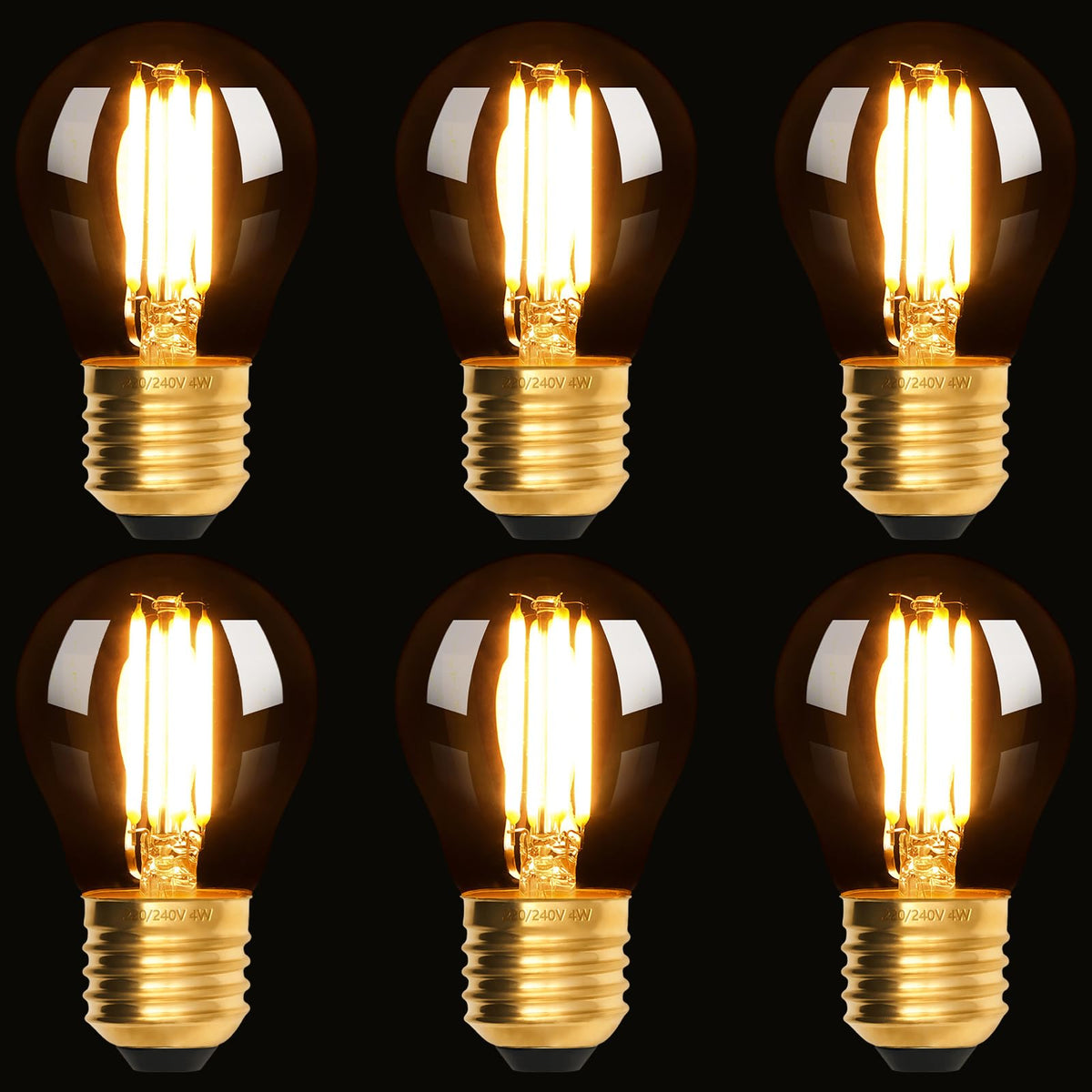 Becuri LED decorative vintage E27 G45 4W 2200K lumină caldă Edison, set 6 bucăți