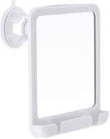 Oglindă de duș anti-aburire cu ventuză și suport de aparat de ras Mirrorvana 20x18 cm – Alb