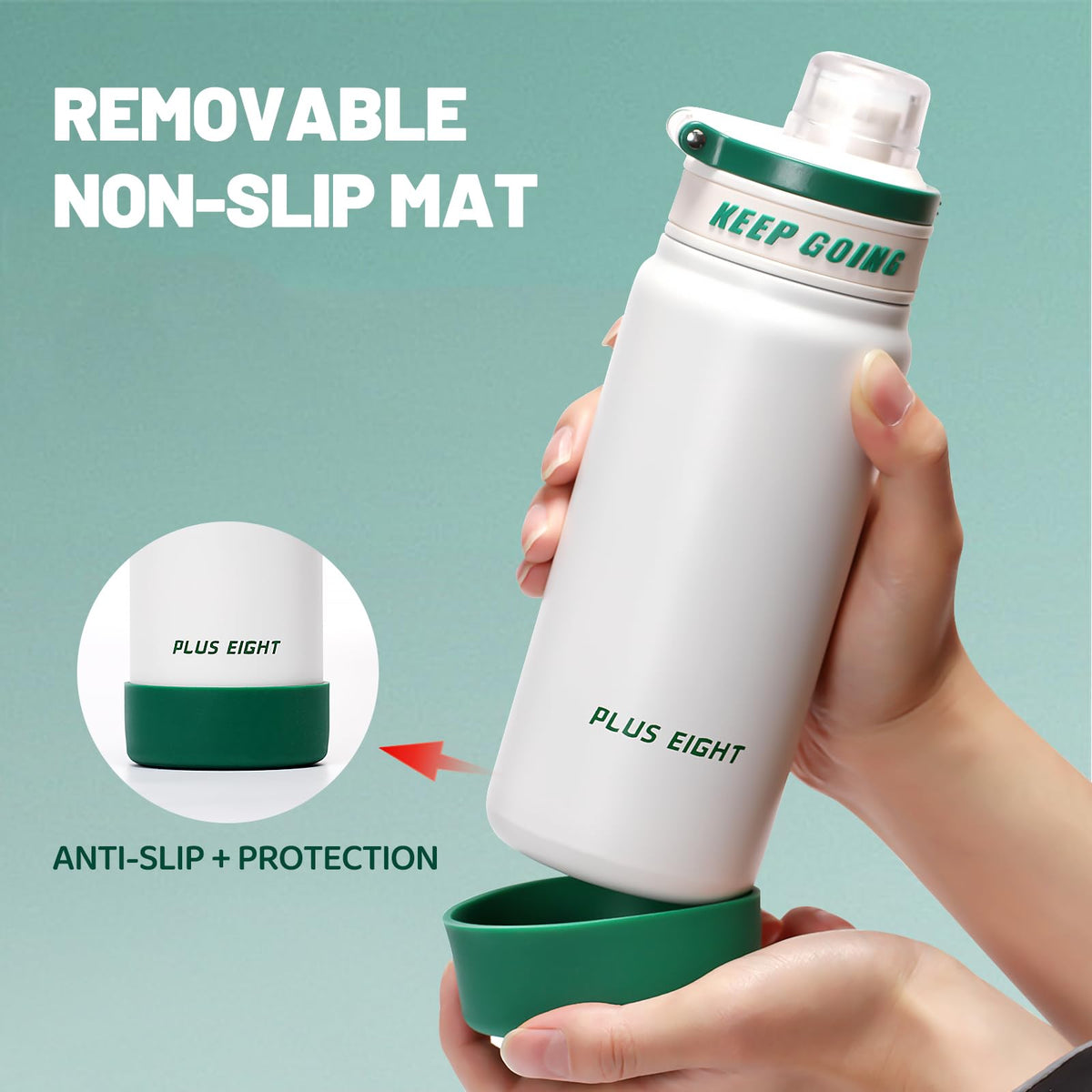 Stainless Steel Water Bottle 650ml Leakproof Straw Lid Anti-Dust – White