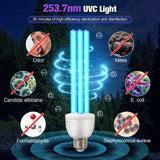 Hiboom 25W UVC Disinfection Lamp, 254nm UV Bulbs with E27 Base, 360° Sterilization for 46 m², Effective for Bacteria Neutralization in Living Rooms, Kitchens, Offices, and Basements