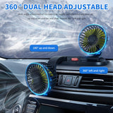 Ventilator auto dublu 12V rotativ 360° cu 3 trepte de viteză pentru mașină și camion