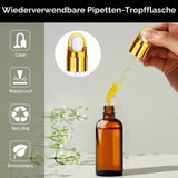 Sticluțe din sticlă brună cu pipetă picurătoare 10ml cu pâlnii și seringi, set 6 bucăți