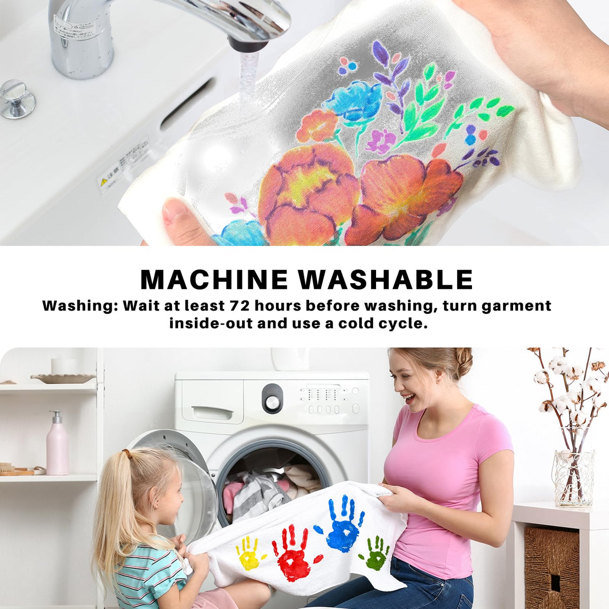 Machine-Washable Textile Paint 250ml Fabric Paint Waterproof for Clothes with Brush & Templates – Red