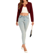 Bolero sacou scurt elegant de seară cu mânecă lungă – Grena / Bordô S