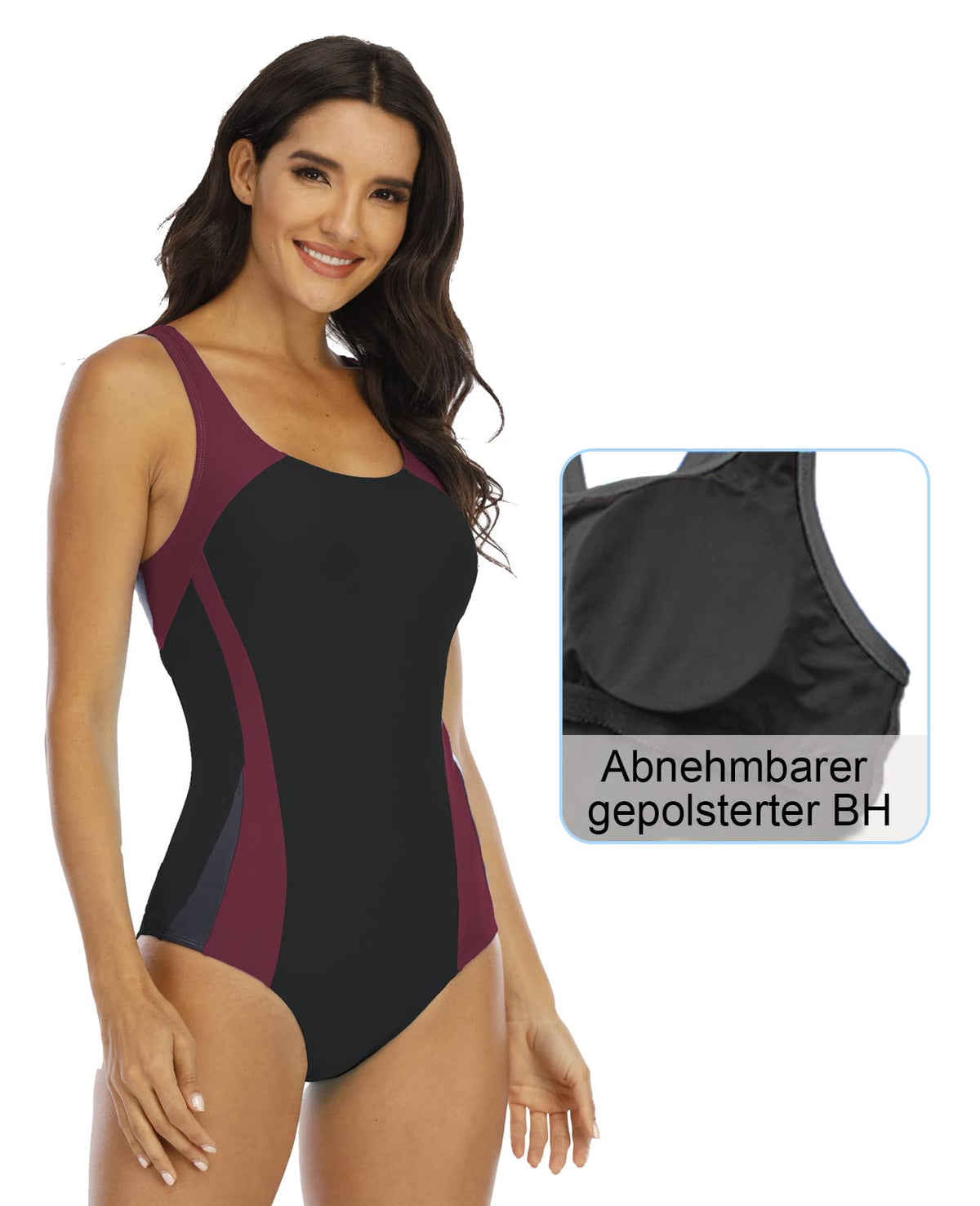 Costum de baie întreg sportiv Halcurt pentru damă cu spate decupat racerback