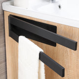 Self-Adhesive Wall Towel Rail 2-Arm 180° Rotatable Double – Matte Black