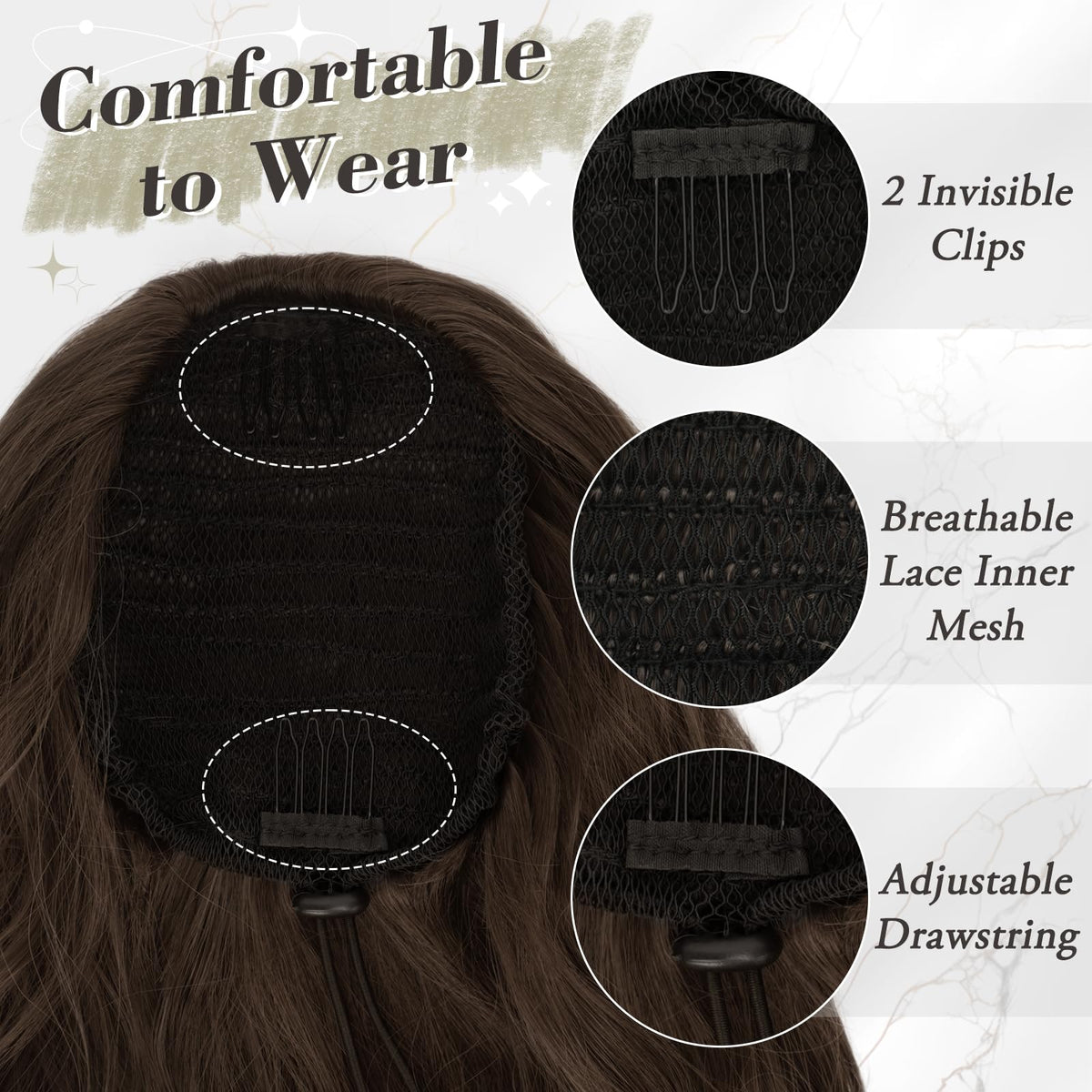Ponytail Extension Curly Wavy 66cm Synthetic Clip-in Hairpiece – Brown