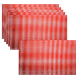 Shiny Mirror Placemats 6-piece Retro Square Glitter Table Mats - Red 11.8x17.7in