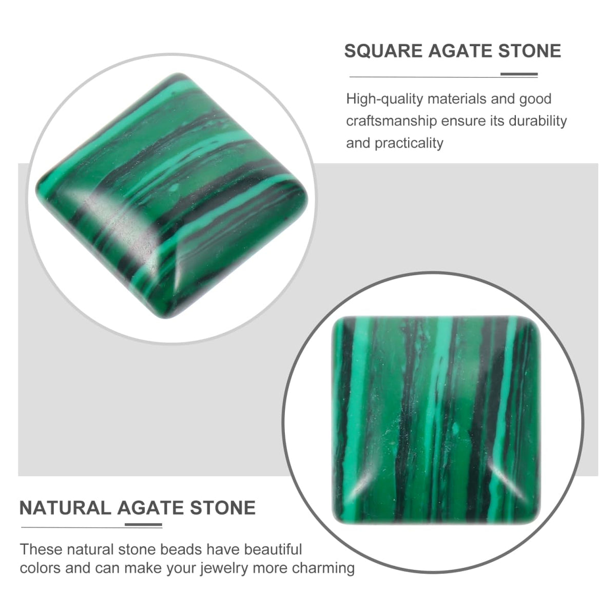 Natural Agate Square Loose Beads 10-Piece Craft Gemstone Set for Jewellery Making – 10-piece