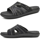 KuaiLu Women's Slippers Orthopedic Fashion Lightweight Comfortable Arch Support Shower Summer Sandals Beach Pool Open Sea Non-Slip Slippers Rubber Soles Shoes Black 37