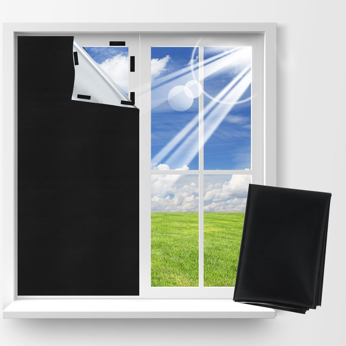 Rulou opac termoizolant portabil pentru ferestre de mansardă cu ventuze 145x100 cm – Negru