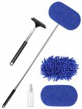 3-in-1 Car Window Cleaner Squeegee Brush Extendable Handle with Microfibre Pad – One Size